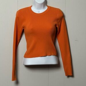 Sincerely Jules Women’s Vibrant Orange Long Sleeve Ribbed Knit Sweater Size M
